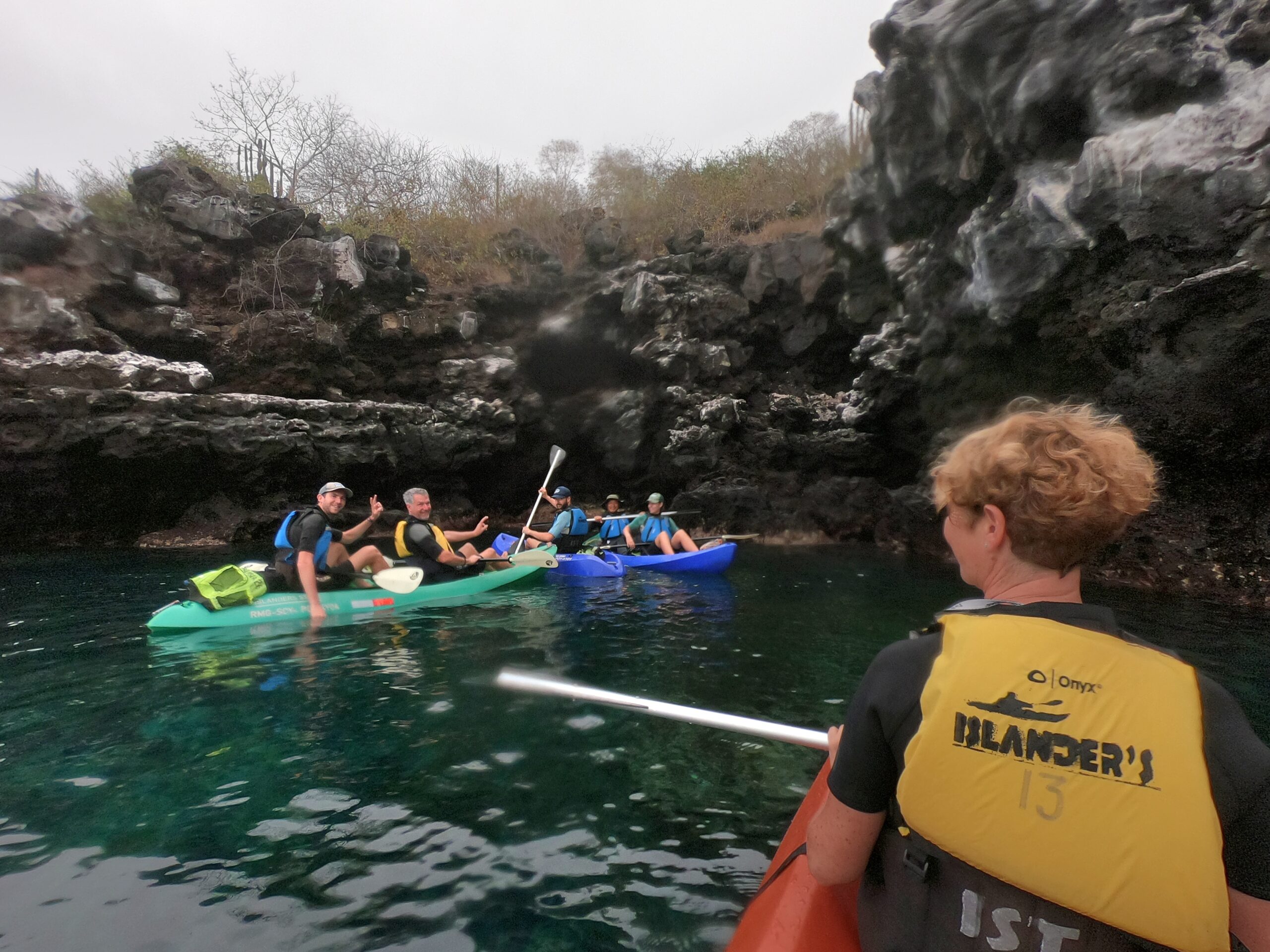group of people on kayaks San Cristobal Galapagos