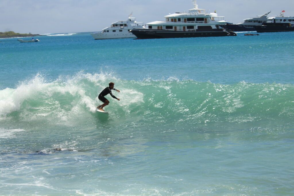 surfing at Playa Mann, San Cristobal, Galapagos
