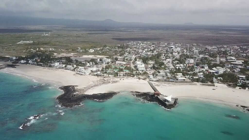 aerial view of puerto villamil, isabela island, galapagos