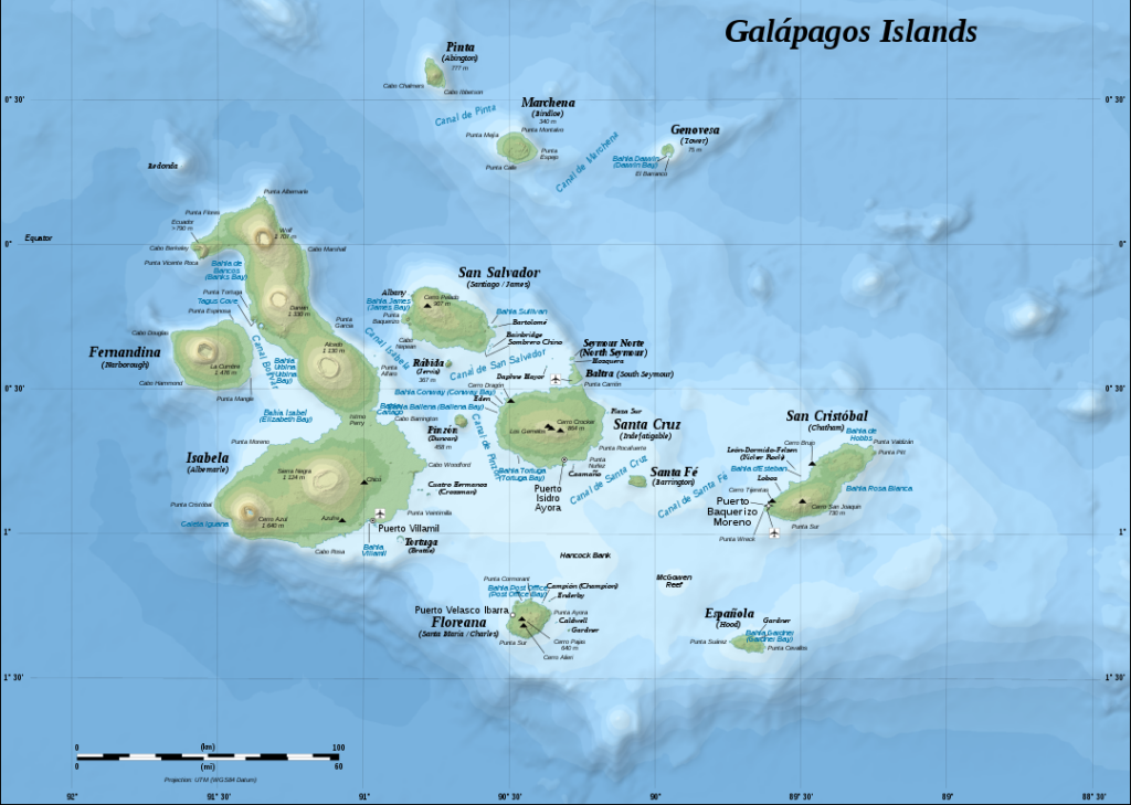 galapagos islands topographic map