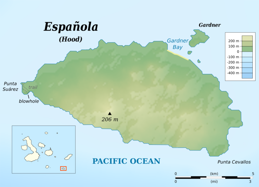 topographic map of Española Island, Galápagos